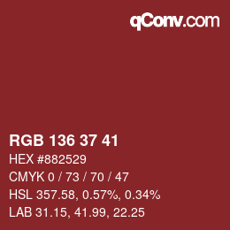 Color code: RGB 136 37 41 | qconv.com