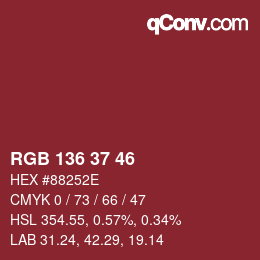 Color code: RGB 136 37 46 | qconv.com