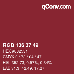 Color code: RGB 136 37 49 | qconv.com