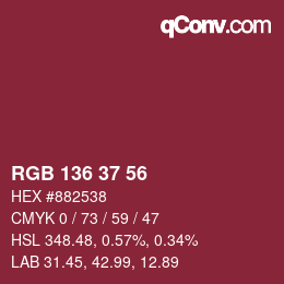 Color code: RGB 136 37 56 | qconv.com