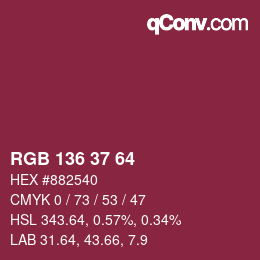 Color code: RGB 136 37 64 | qconv.com