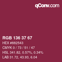 Color code: RGB 136 37 67 | qconv.com