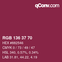 Color code: RGB 136 37 70 | qconv.com