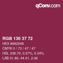 Color code: RGB 136 37 72 | qconv.com