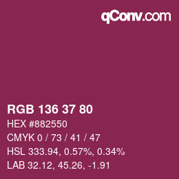 Color code: RGB 136 37 80 | qconv.com