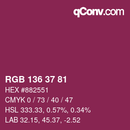 Color code: RGB 136 37 81 | qconv.com