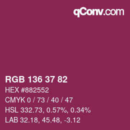 Color code: RGB 136 37 82 | qconv.com