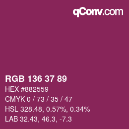 Color code: RGB 136 37 89 | qconv.com