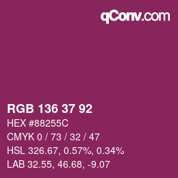 Color code: RGB 136 37 92 | qconv.com