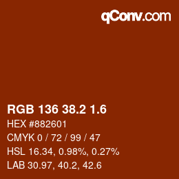 カラーコード: RGB 136 38.2 1.6 | qconv.com