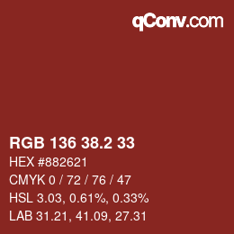 Color code: RGB 136 38.2 33 | qconv.com