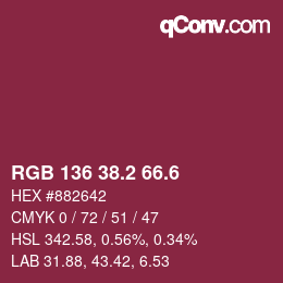 カラーコード: RGB 136 38.2 66.6 | qconv.com