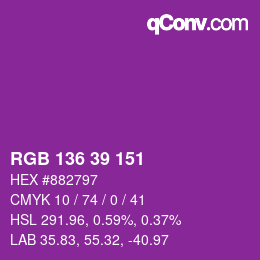 Color code: RGB 136 39 151 | qconv.com