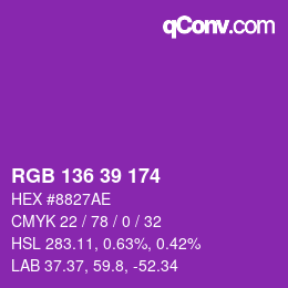 Color code: RGB 136 39 174 | qconv.com