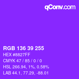 Color code: RGB 136 39 255 | qconv.com