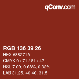 Color code: RGB 136 39 26 | qconv.com