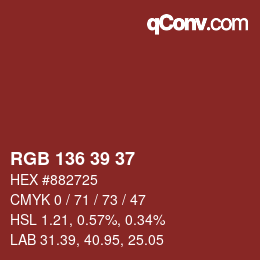 Color code: RGB 136 39 37 | qconv.com