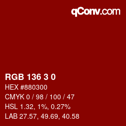 Farbcode: RGB 136 3 0 | qconv.com