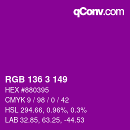Color code: RGB 136 3 149 | qconv.com