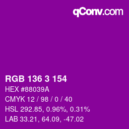 Color code: RGB 136 3 154 | qconv.com