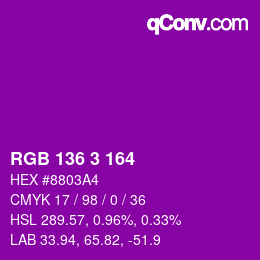 Color code: RGB 136 3 164 | qconv.com