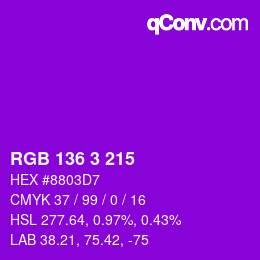 カラーコード: RGB 136 3 215 | qconv.com