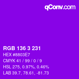 Color code: RGB 136 3 231 | qconv.com