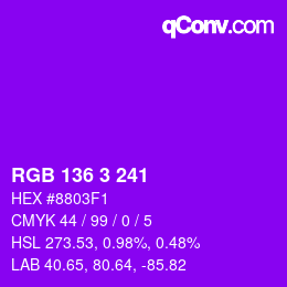 Color code: RGB 136 3 241 | qconv.com