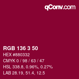 Color code: RGB 136 3 50 | qconv.com