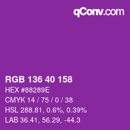Color code: RGB 136 40 158 | qconv.com