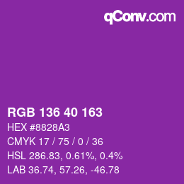 Color code: RGB 136 40 163 | qconv.com