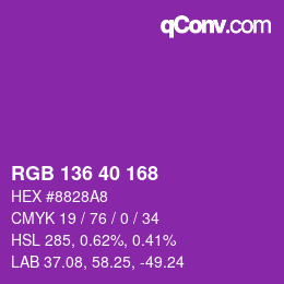 Color code: RGB 136 40 168 | qconv.com