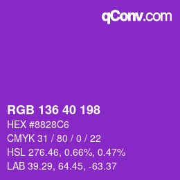 Color code: RGB 136 40 198 | qconv.com