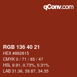 Color code: RGB 136 40 21 | qconv.com