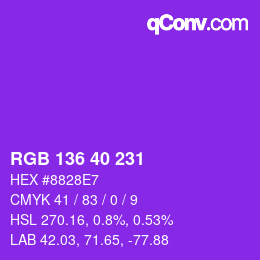 Color code: RGB 136 40 231 | qconv.com
