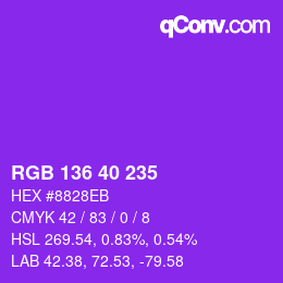 カラーコード: RGB 136 40 235 | qconv.com