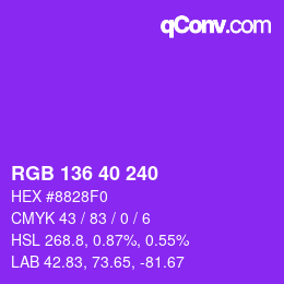 Color code: RGB 136 40 240 | qconv.com