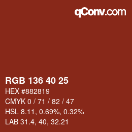 Color code: RGB 136 40 25 | qconv.com