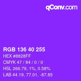 Color code: RGB 136 40 255 | qconv.com