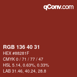 Color code: RGB 136 40 31 | qconv.com