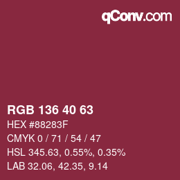 Color code: RGB 136 40 63 | qconv.com