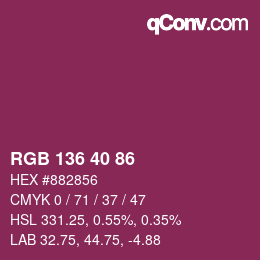 Color code: RGB 136 40 86 | qconv.com