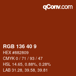 Color code: RGB 136 40 9 | qconv.com