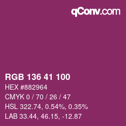 Color code: RGB 136 41 100 | qconv.com