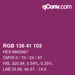 Color code: RGB 136 41 103 | qconv.com