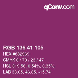 Color code: RGB 136 41 105 | qconv.com