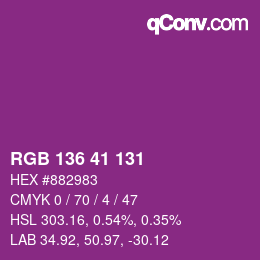 カラーコード: RGB 136 41 131 | qconv.com