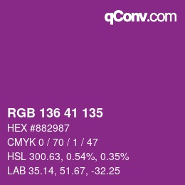 Color code: RGB 136 41 135 | qconv.com