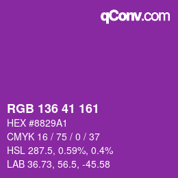 Color code: RGB 136 41 161 | qconv.com