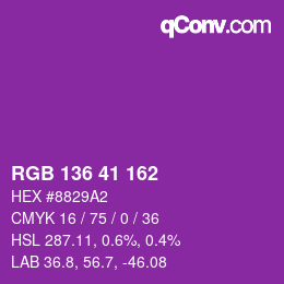 Farbcode: RGB 136 41 162 | qconv.com